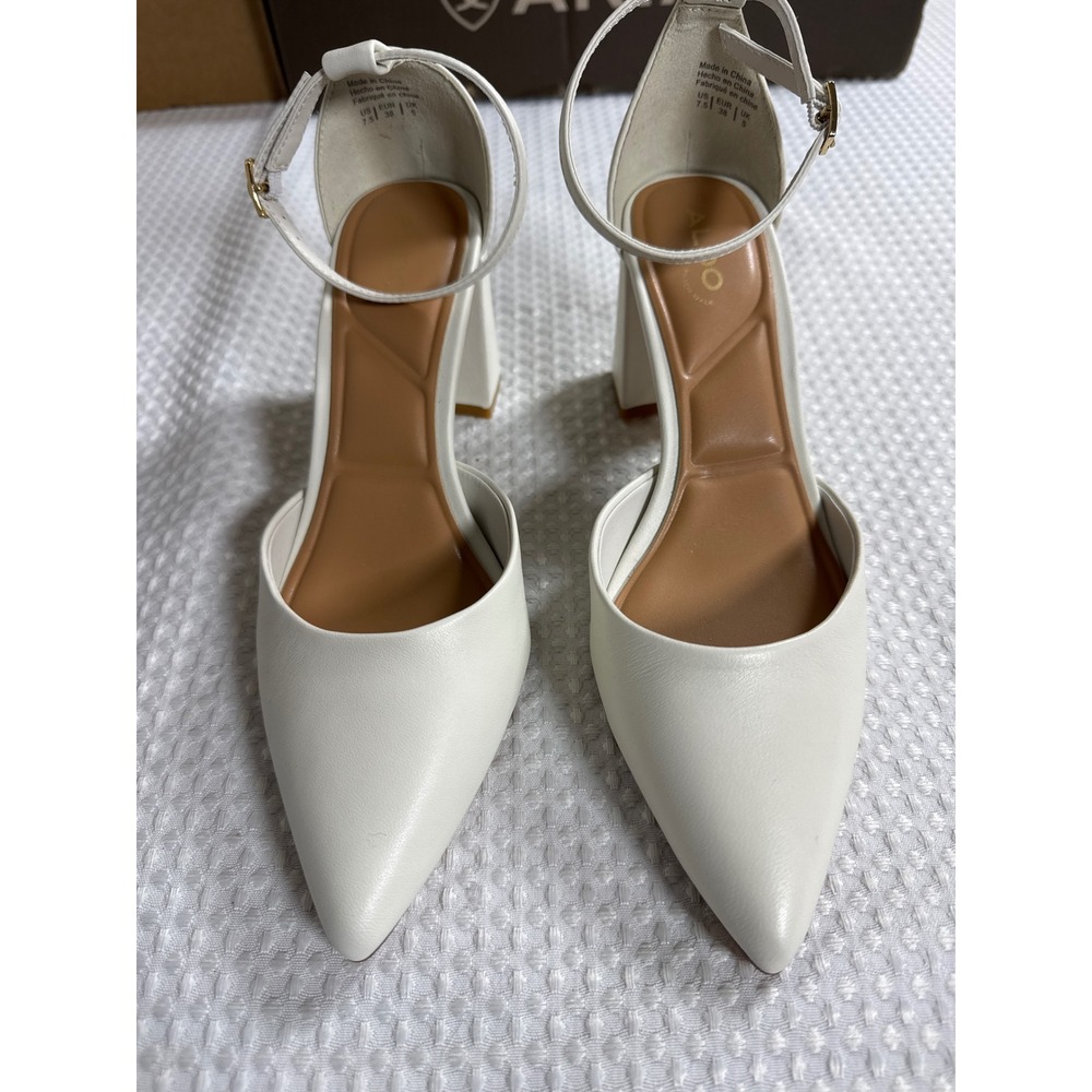 Aldo Pump Women 7.5 D'Orsay Block Heel White NWOB